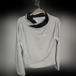 Puma Peformance Pullover Size Medium Gray Wrap Collar